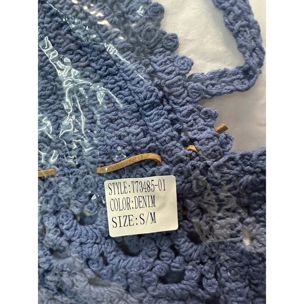 Bikini Crochet Top Denim Colored Size S/M Women's New
